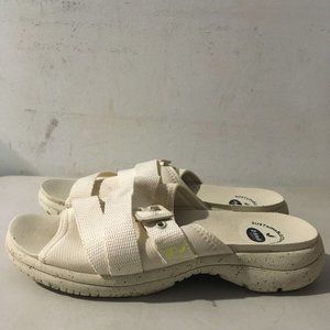 DR. SCHOLL'S ADELLE OPEN-TOE ADJUSTABLE SLIDE SANDALS WHITE 6M-NICE!